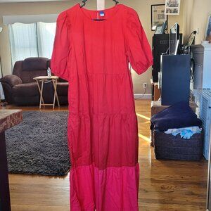 Old Navy Tiered Two-Tone Maxi Swing Dress